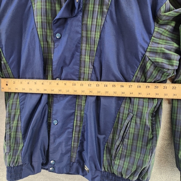 VTG ProQuip Jacket Mens Medium Blue Green Plaid Waterproof Hidden Zipper Tartan - Picture 2 of 16